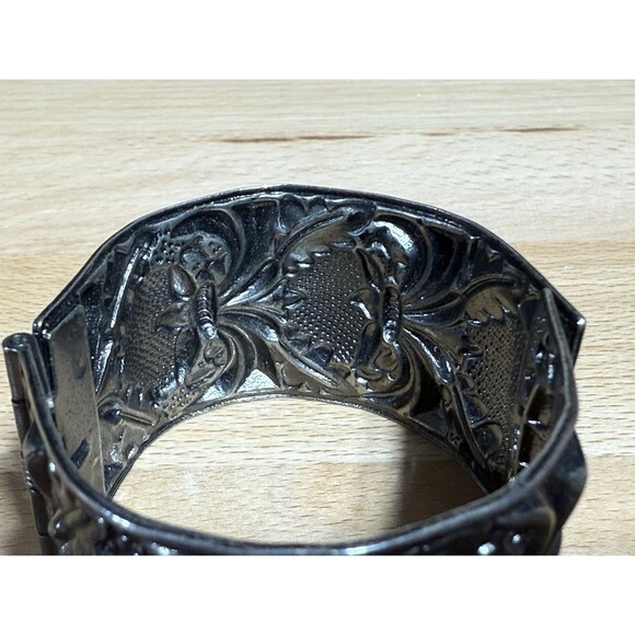 Unique Vintage Silvertone Art Nouveau Bracelet Repousse  Renaissance Rustic main image 7